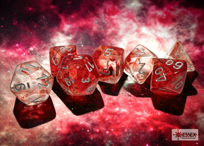 Chessex - Nebula Polyhedral 7 Dice Set - Luminary Red & Silver - Image 2