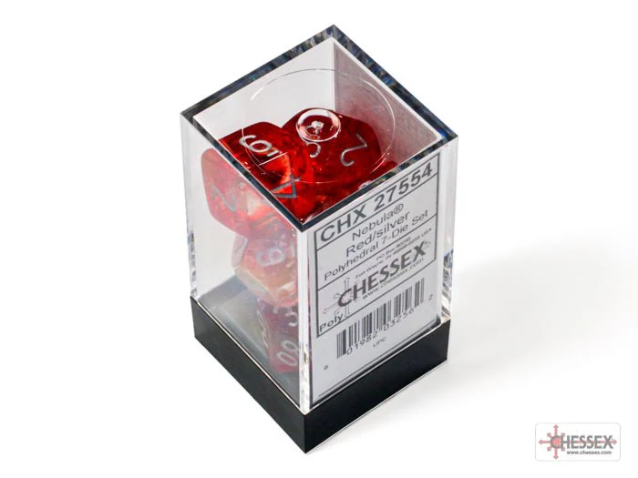 Chessex - Nebula Polyhedral 7 Dice Set - Luminary Red & Silver - Image 3