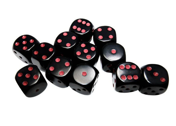 Chessex - Opaque 16mm D6 Dice Block - Black with Red - Image 2