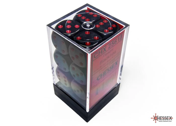 Chessex - Opaque 16mm D6 Dice Block - Black with Red - Image 4
