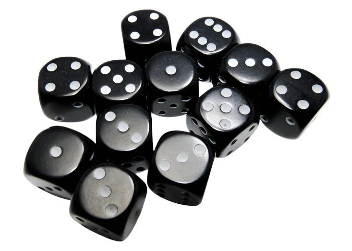 Chessex - Opaque 16mm D6 Dice Block - Black with White - Image 2