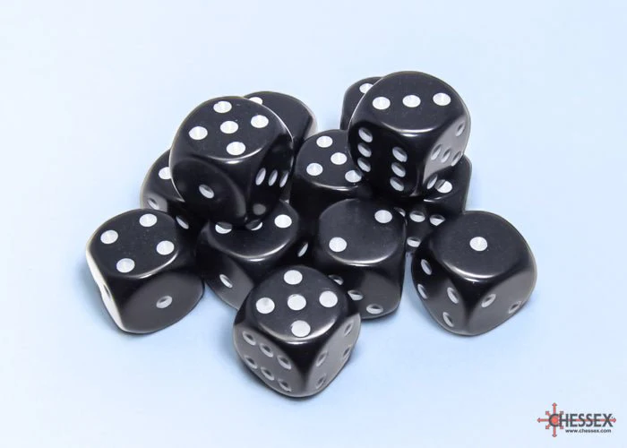Chessex - Opaque 16mm D6 Dice Block - Black with White - Image 4