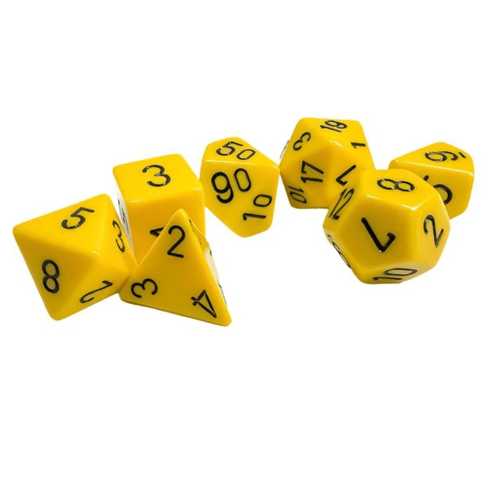 Chessex - Opaque Polyhedral 7 Dice Set - Yellow with Black