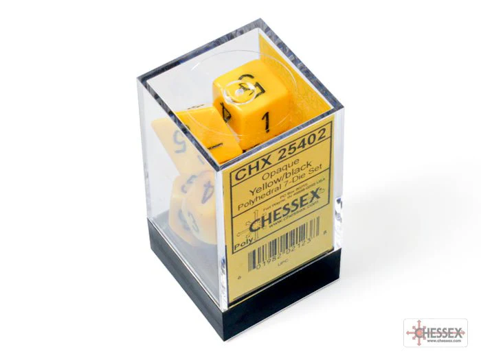 Chessex - Opaque Polyhedral 7 Dice Set - Yellow with Black - Image 3