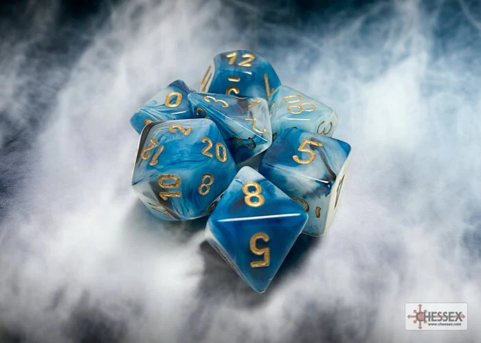 Chessex - Phantom Polyhedral 7 Dice Set - Teal with Gold - Image 2