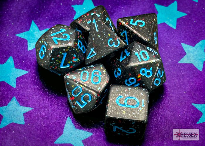 Chessex - Speckled Polyhedral 7 Dice Set - Blue Stars - Image 2