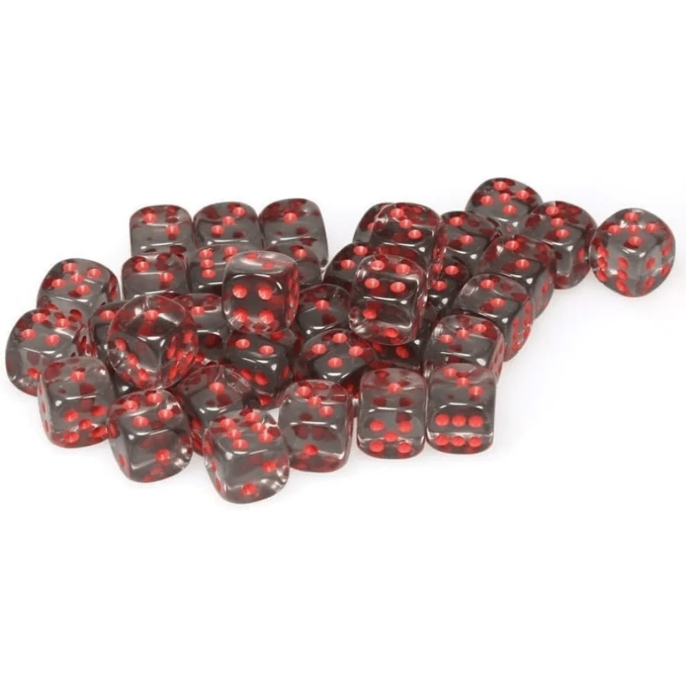 Chessex - Translucent 12mm D6 Dice Block - Smoke with Red