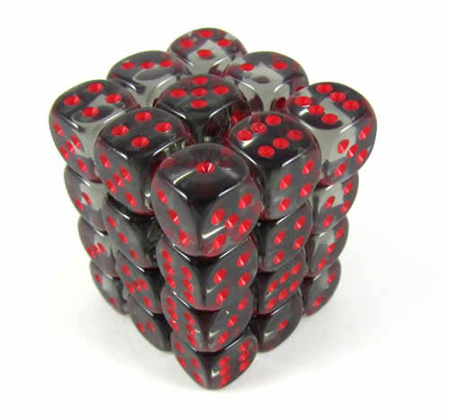 Chessex - Translucent 12mm D6 Dice Block - Smoke with Red - Image 2