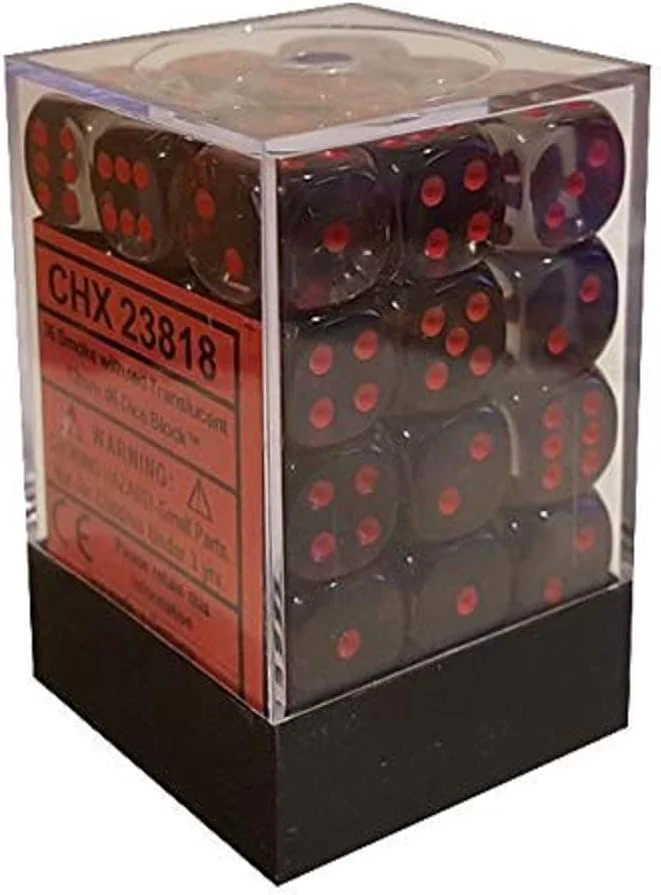 Chessex - Translucent 12mm D6 Dice Block - Smoke with Red - Image 3