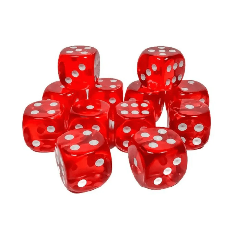Chessex - Translucent 16mm D6 Dice Block - Red with White