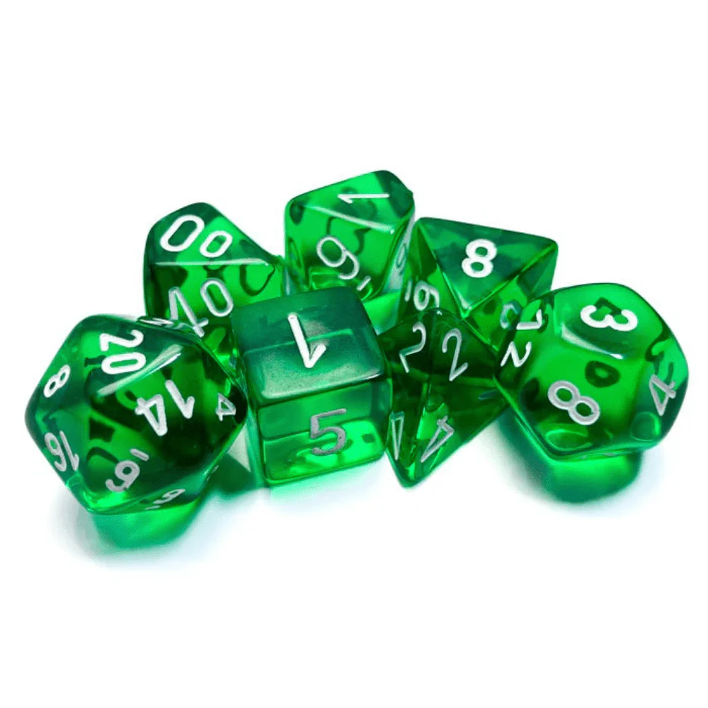 Chessex - Translucent Polyhedral 7 Dice Set - Green & White