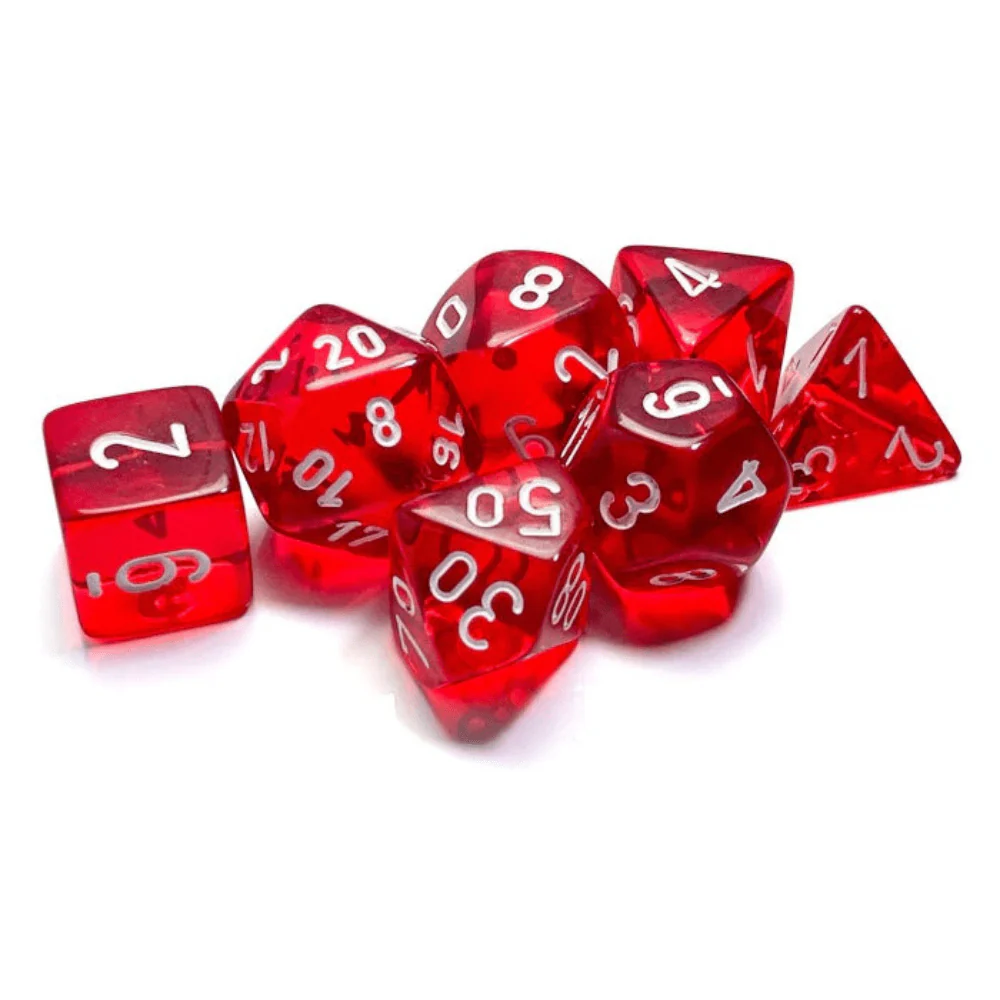 Chessex - Translucent Polyhedral 7 Dice Set - Red & White
