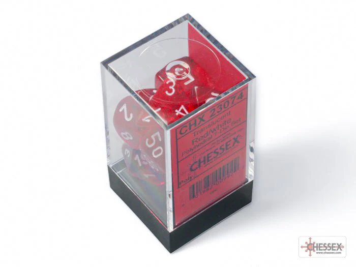 Chessex - Translucent Polyhedral 7 Dice Set - Red & White - Image 2