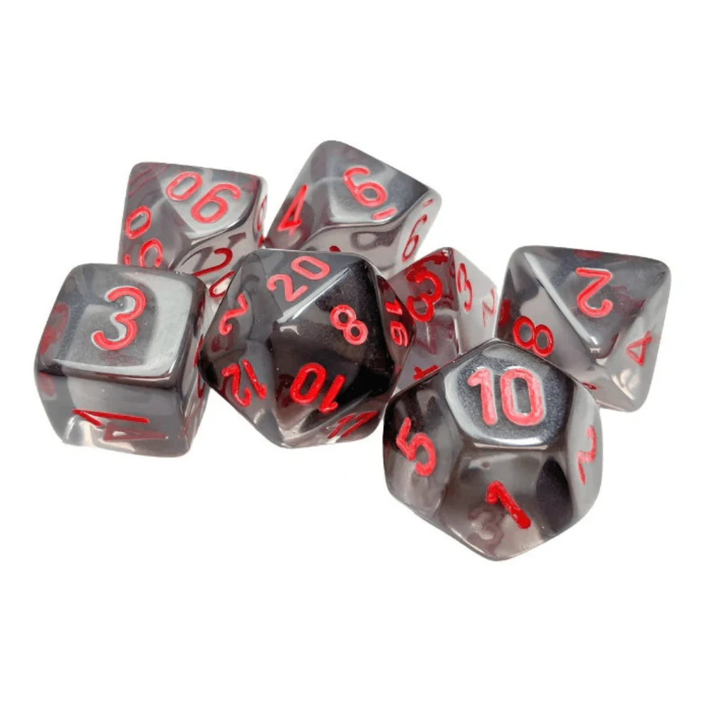 Chessex - Translucent Polyhedral 7 Dice Set - Smoke & Red