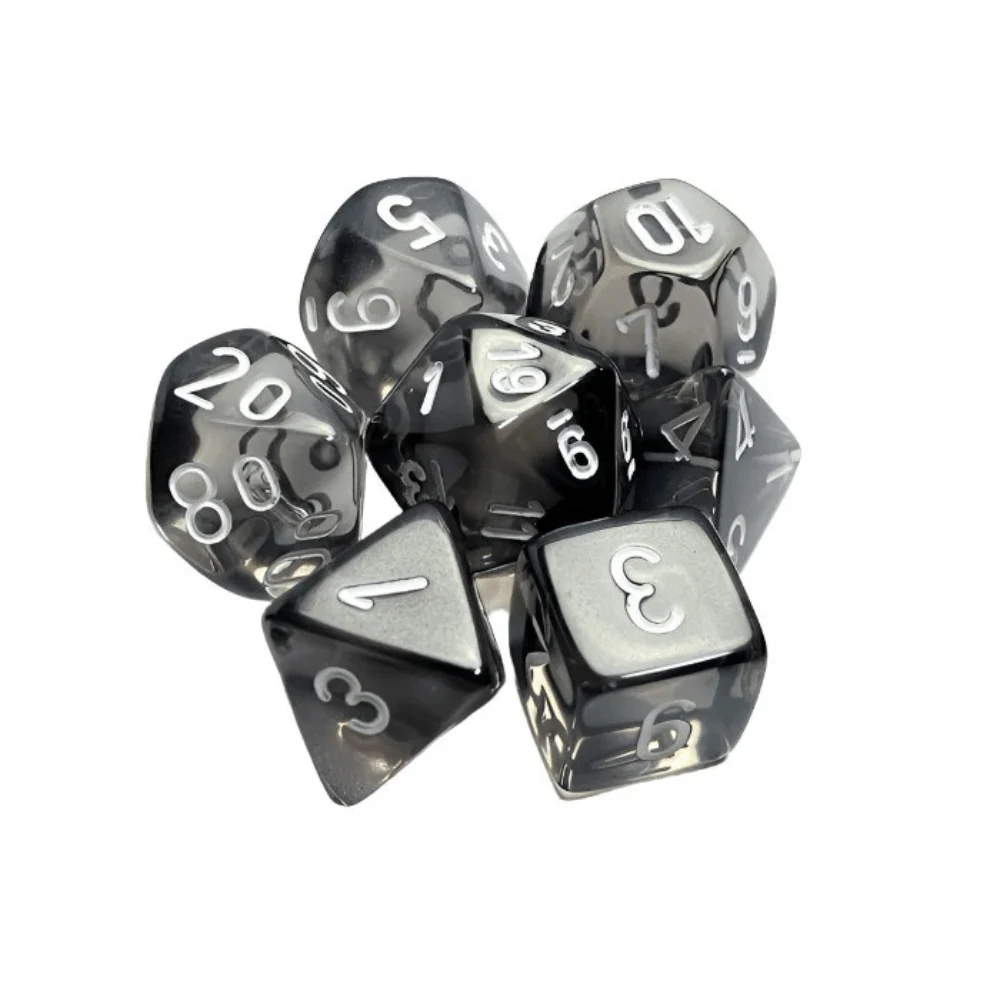 Chessex - Translucent Polyhedral 7 Dice Set - Smoke & White