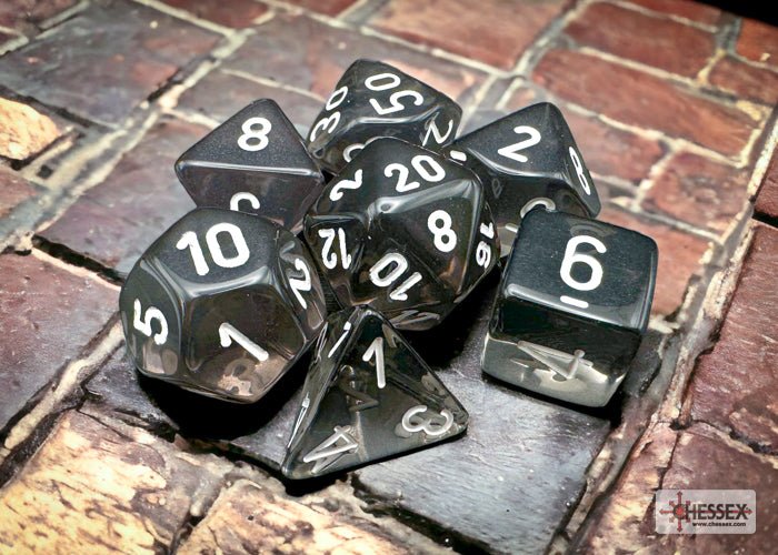 Chessex - Translucent Polyhedral 7 Dice Set - Smoke & White - Image 2