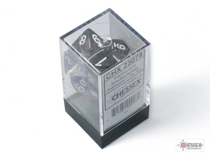 Chessex - Translucent Polyhedral 7 Dice Set - Smoke & White - Image 3