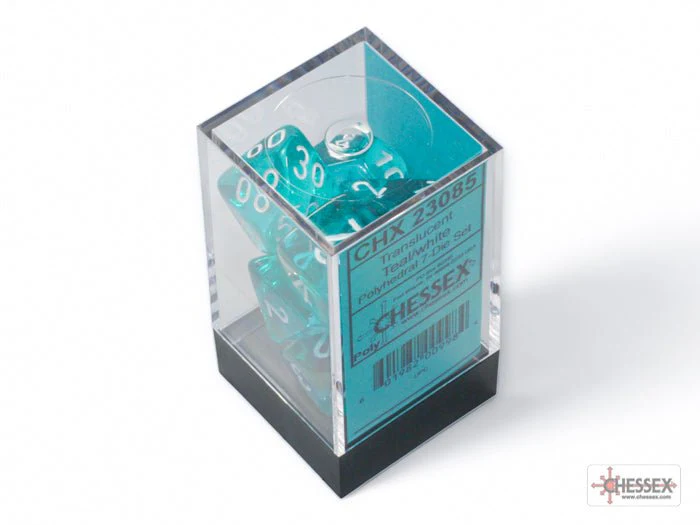 Chessex - Translucent Polyhedral 7 Dice Set - Teal & White - Image 3