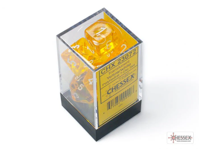 Chessex - Translucent Polyhedral 7 Dice Set - Yellow & White - Image 2