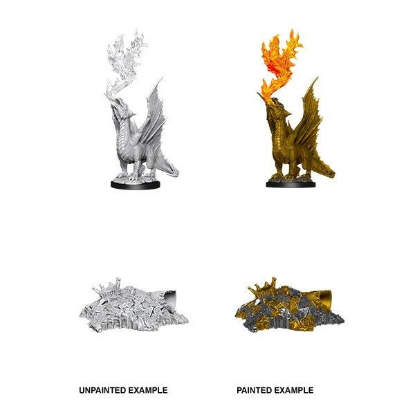 D&D Nolzurs Marvelous Miniatures: Gold Dragon Wyrmling & Small Treasure Pile - Wave 11 - Image 2