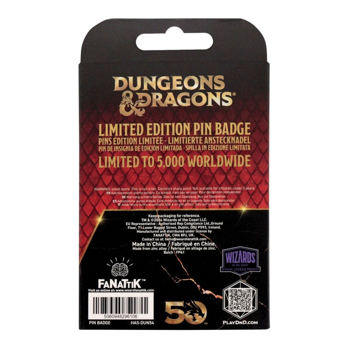 Dungeons & Dragons 50th Anniversary Antique Gold Spinner Pin Badge - Image 3