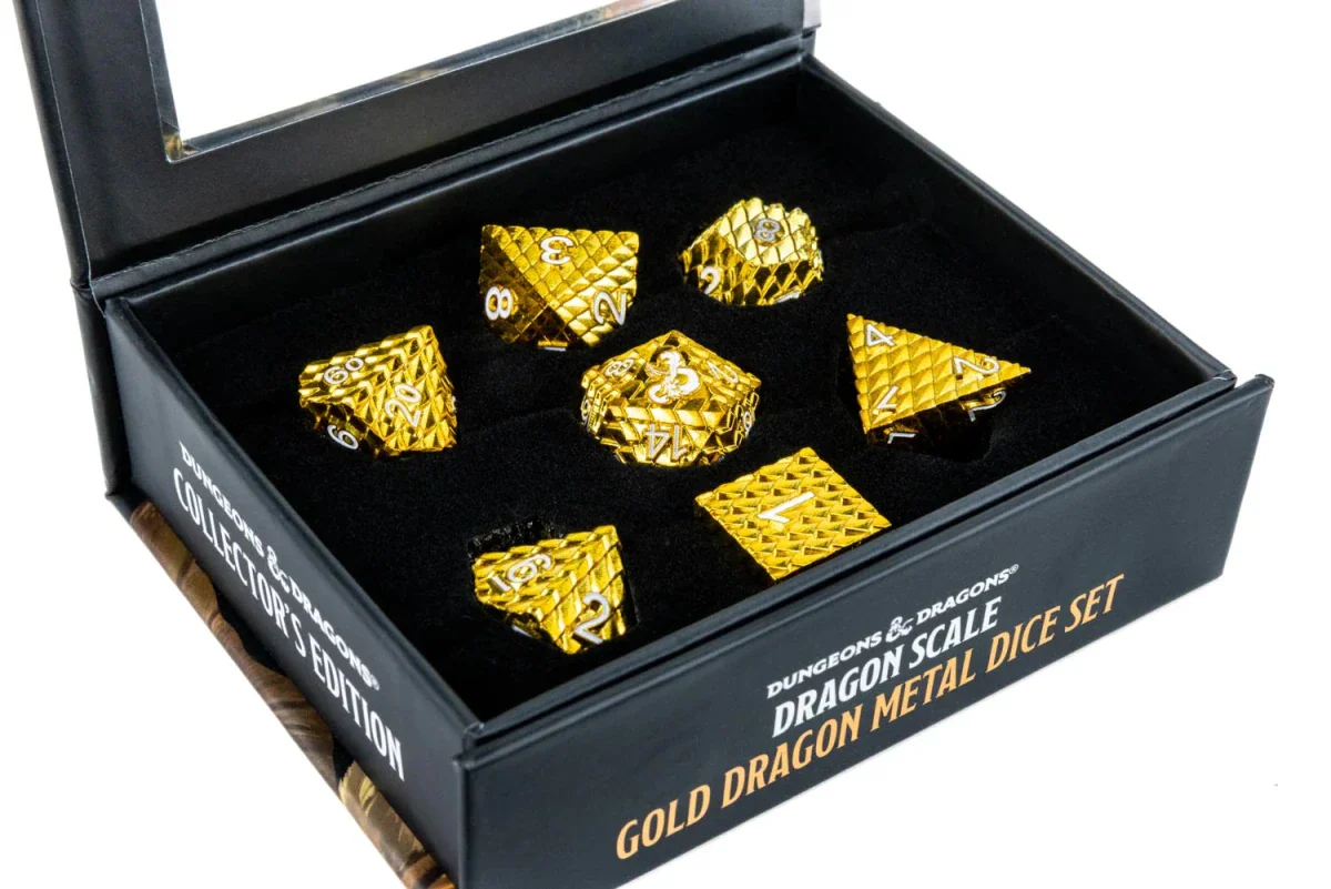 Fanroll - D&D Dragon Scale Metal Dice Set - Gold - Image 2