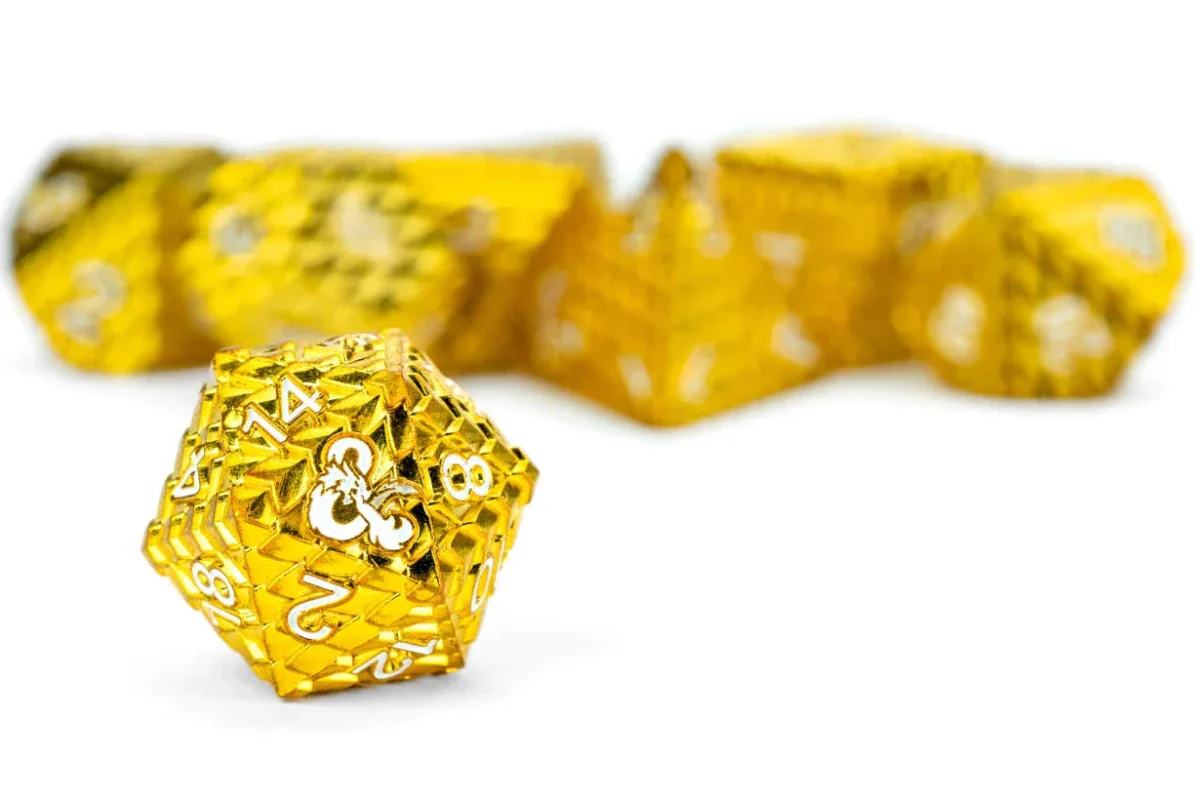 Fanroll - D&D Dragon Scale Metal Dice Set - Gold - Image 3