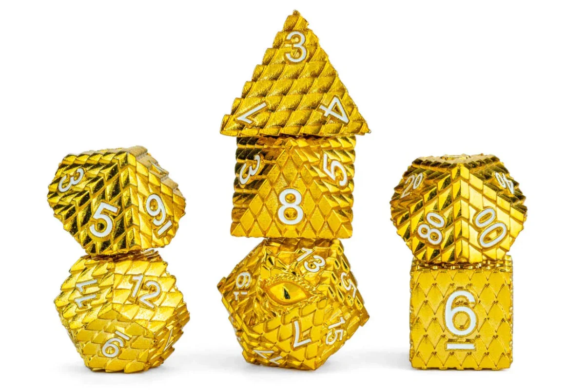 Fanroll - D&D Dragon Scale Metal Dice Set - Gold - Image 5
