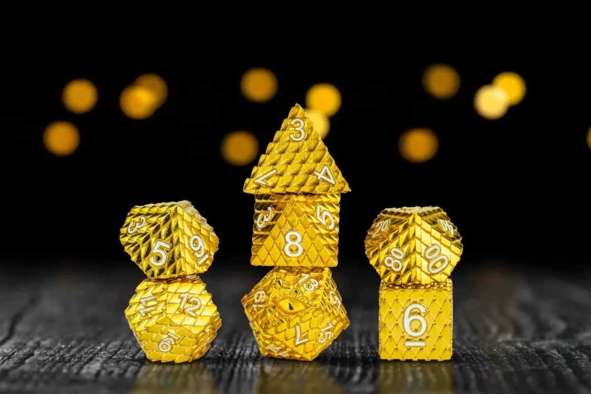 Fanroll - D&D Dragon Scale Metal Dice Set - Gold - Image 7