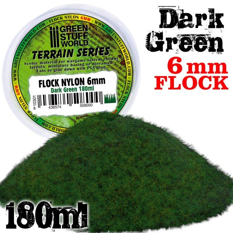 Green Stuff World - Flock Nylon 6mm - Dark Green (180ml)