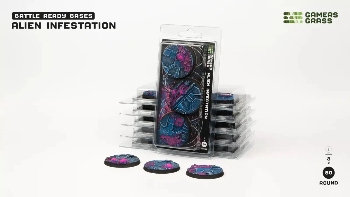 Gamers Grass Alien Infestation Round Bases - 50mm (x3)