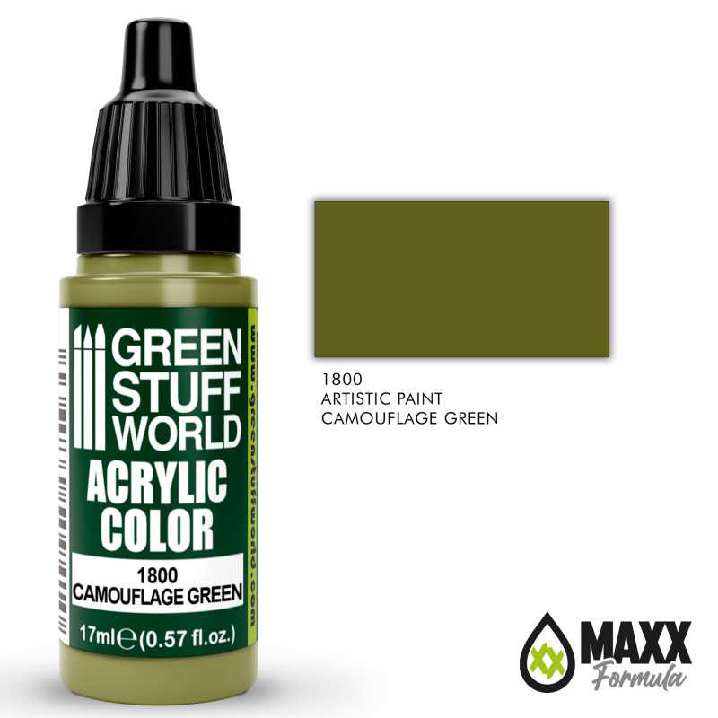 Green Stuff World Acrylic Color Paint - CAMOUFLAGE GREEN 17ml - Image 2