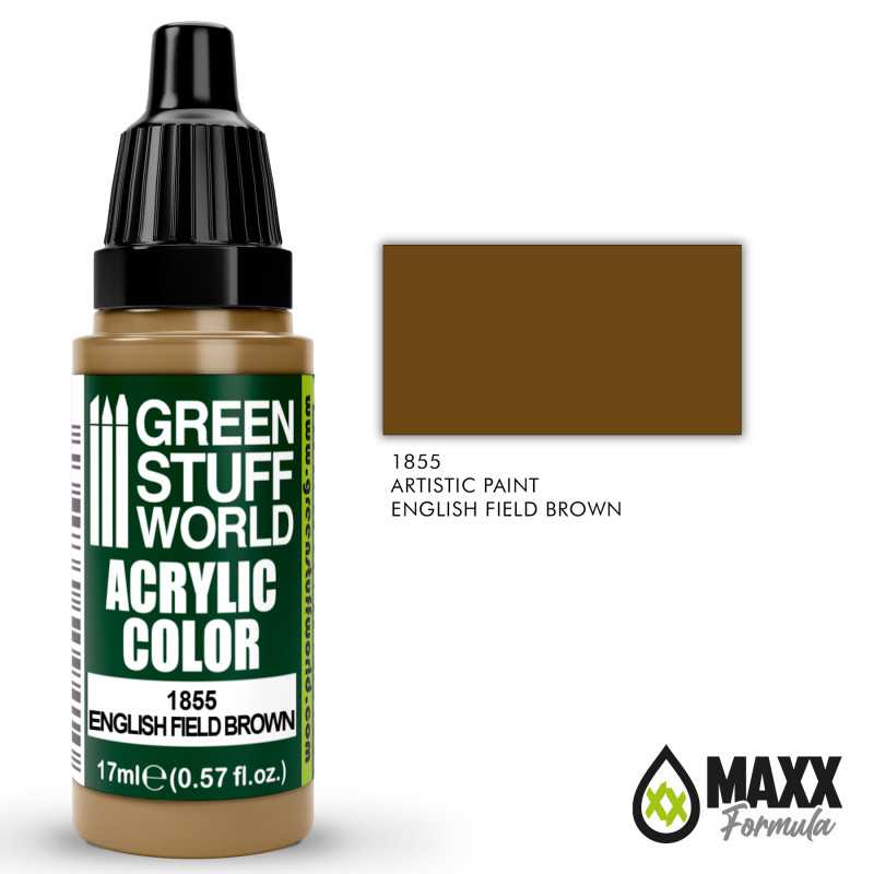 Green Stuff World Acrylic Color Paint - ENGLISH FIELD BROWN 17ml - Image 2