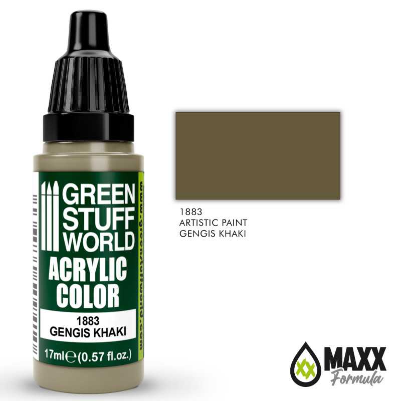 Green Stuff World Acrylic Color Paint - GENGIS KHAKI 17ml - Image 2