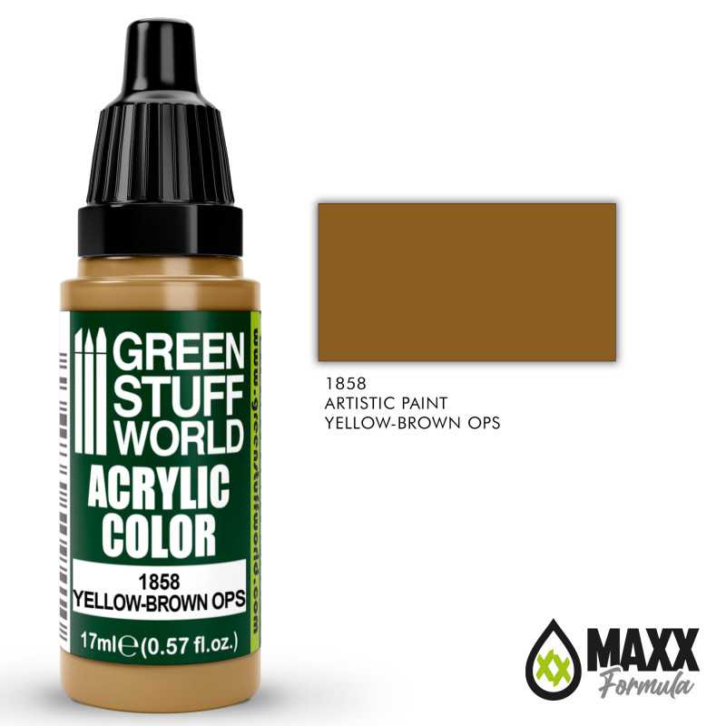 Green Stuff World Acrylic Color Paint - YELLOW-BROWN OPS 17ml - Image 2