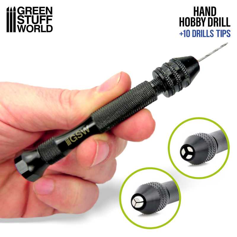 Green Stuff World Black Hand Drill with 10x Drill Bits - Image 2