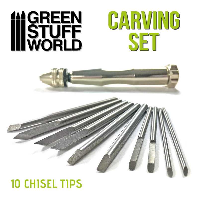 Green Stuff World Carving Tool set with 10 Chisel tips - Image 2