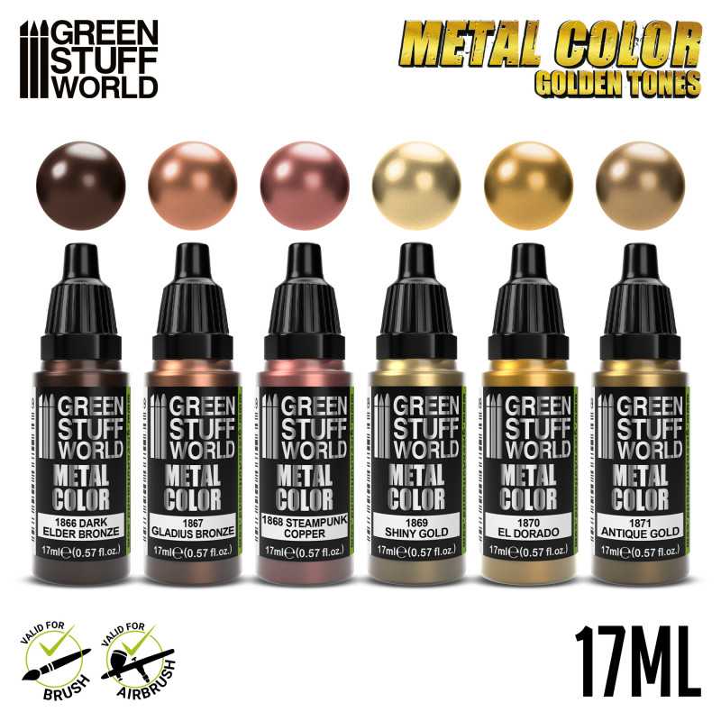 Green Stuff World Metallic Paints Set - Metal Color Golden Tones - Image 2