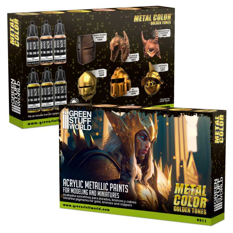 Green Stuff World Metallic Paints Set - Metal Color Golden Tones - Image 3