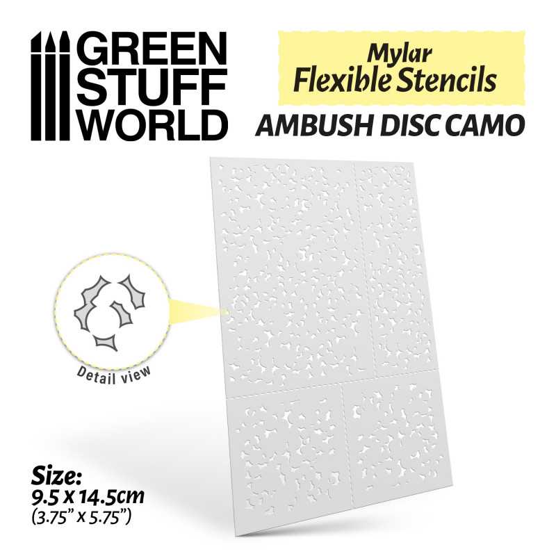 Green Stuff World - Mylar Flexible Stencils AMBUSH DISC CAMO (various sizes) - Image 2