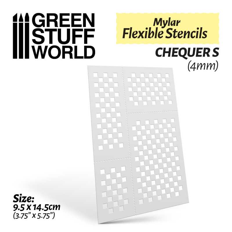 Green Stuff World - Mylar Flexible Stencils CHEQUER Small (4mm) - Image 2