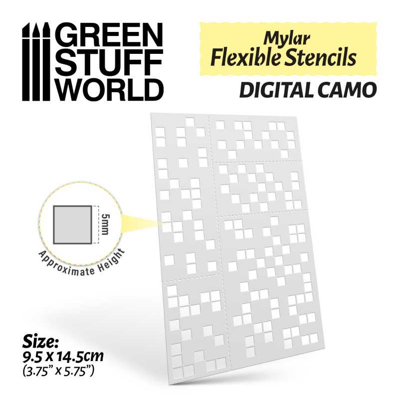 Green Stuff World - Mylar Flexible Stencils DIGITAL CAMO (5mm) - Image 2