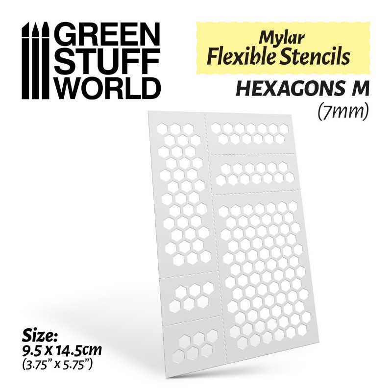 Green Stuff World - Mylar Flexible Stencils HEXAGONS Medium (7mm) - Image 2