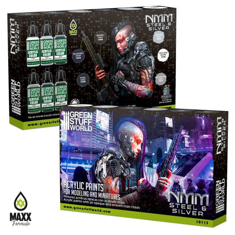 Green Stuff World Paint Set - NMM Steel and Silver - Image 3