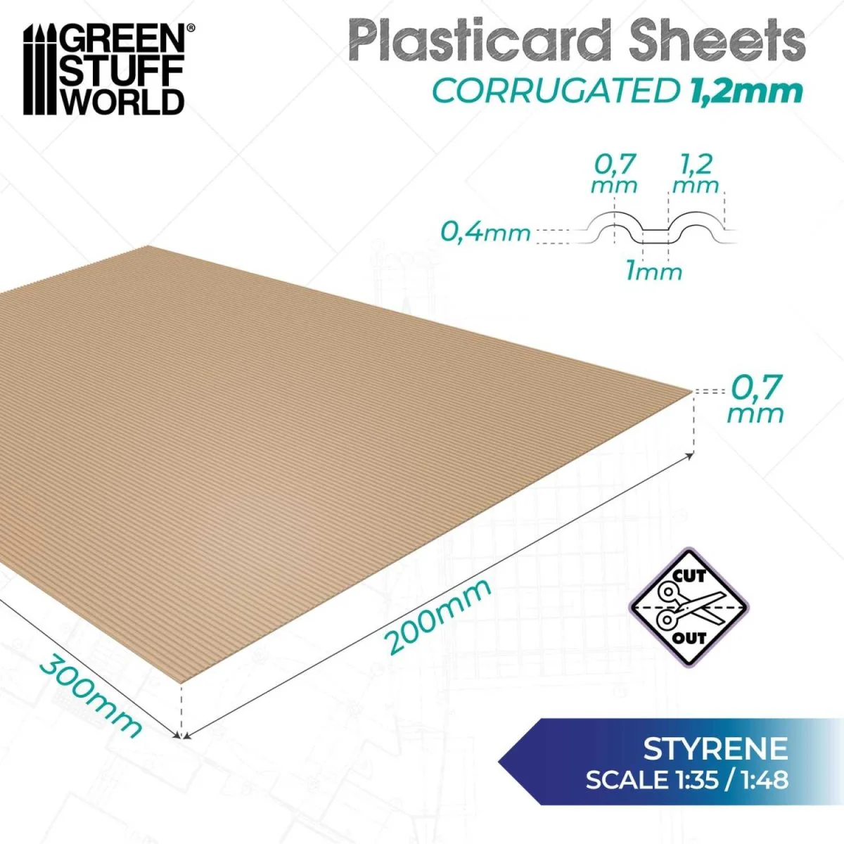 Green Stuff World - Plasticard - Corrugated - Image 3