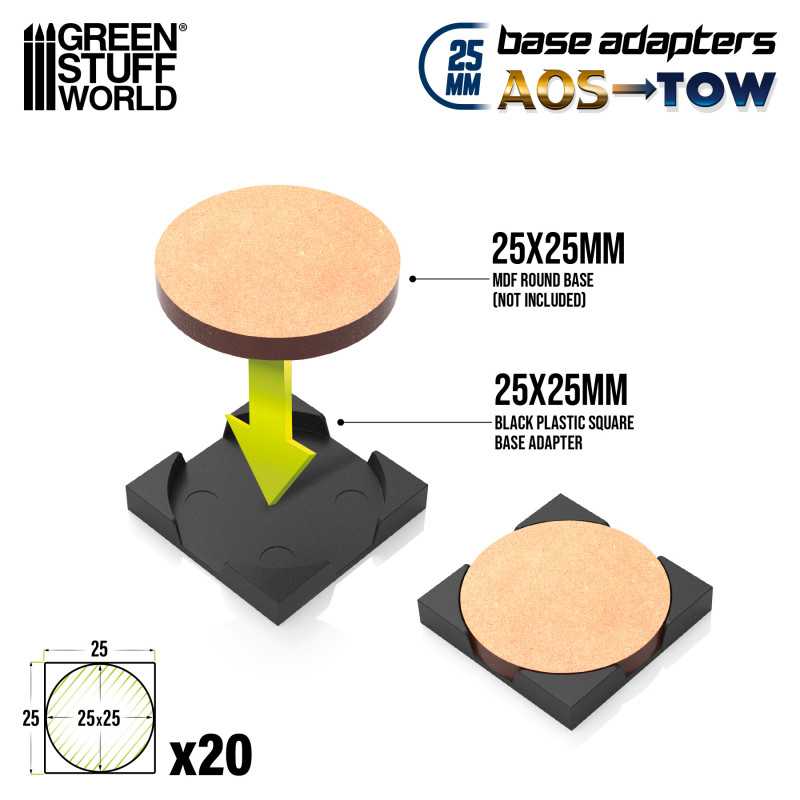 Green Stuff World Round to Square Base Adapter 25mm - Image 3