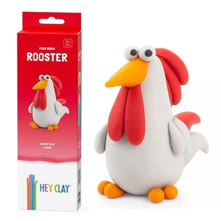 Hey Clay Claymates Animals - Rooster (3 Cans) - Image 2