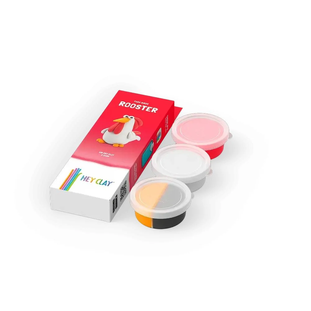 Hey Clay Claymates Animals - Rooster (3 Cans) - Image 4
