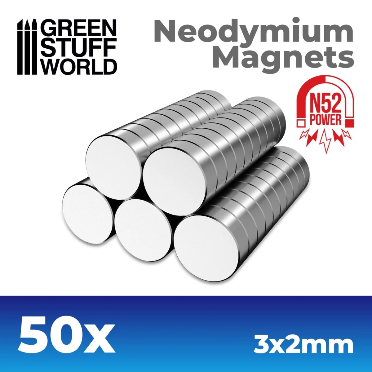 Green Stuff World - Neodymium Magnets 3x2mm - 50 units (N52)