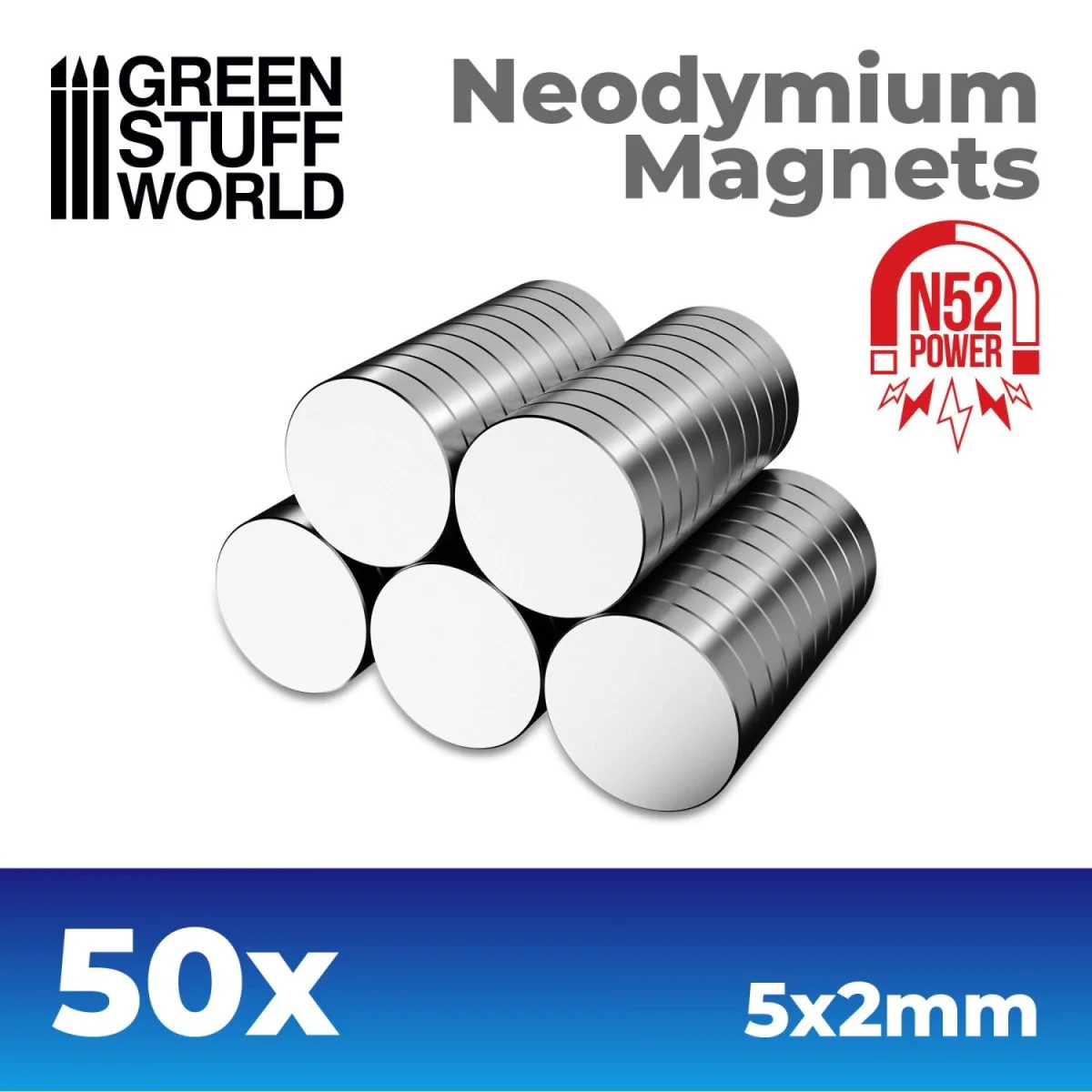 Green Stuff World - Neodymium Magnets 5x2mm - 50 units (N52)